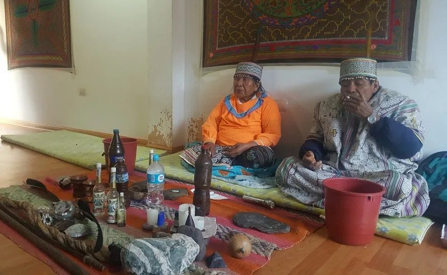 Participants in Ayahuasca ceremony circle