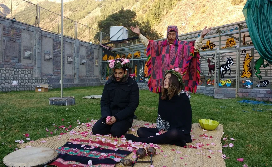 Floral energy cleansing ceremony in Cusco with native Andean traditions