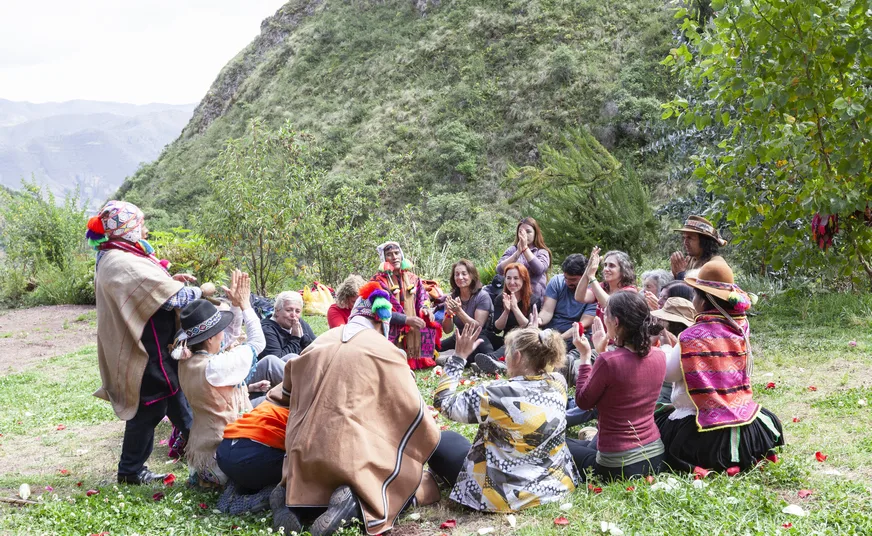 Wachuma ceremony in sacred sanctuary near Cusco
